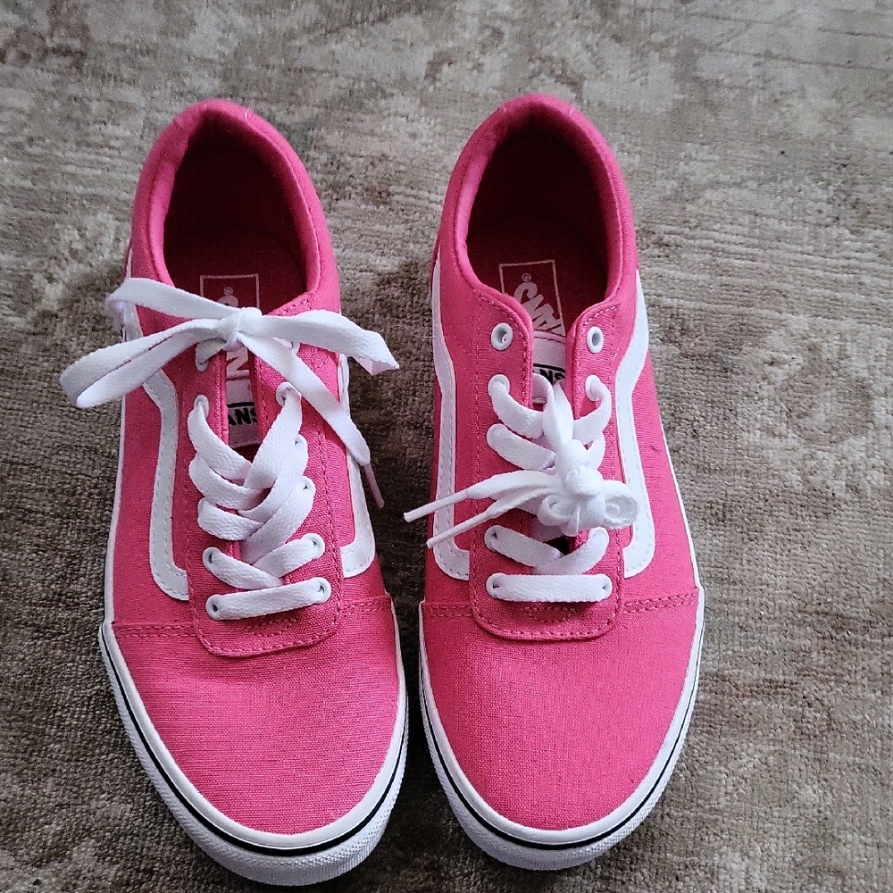 Vans Girl's Bright Pink Canvas Sneakers
